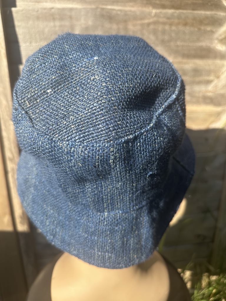 Blue Handmade Hemp Bucket Hat ā Unisex Eco-Friendly Festival Beach Cap ā Boho Style