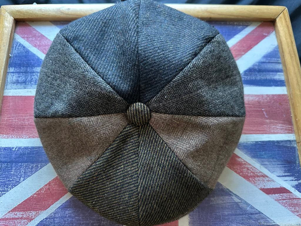 Hawkins Country Collection Patchwork Tweed Cap 59cm 7 1/4" Wool Blend Newsboy Hat