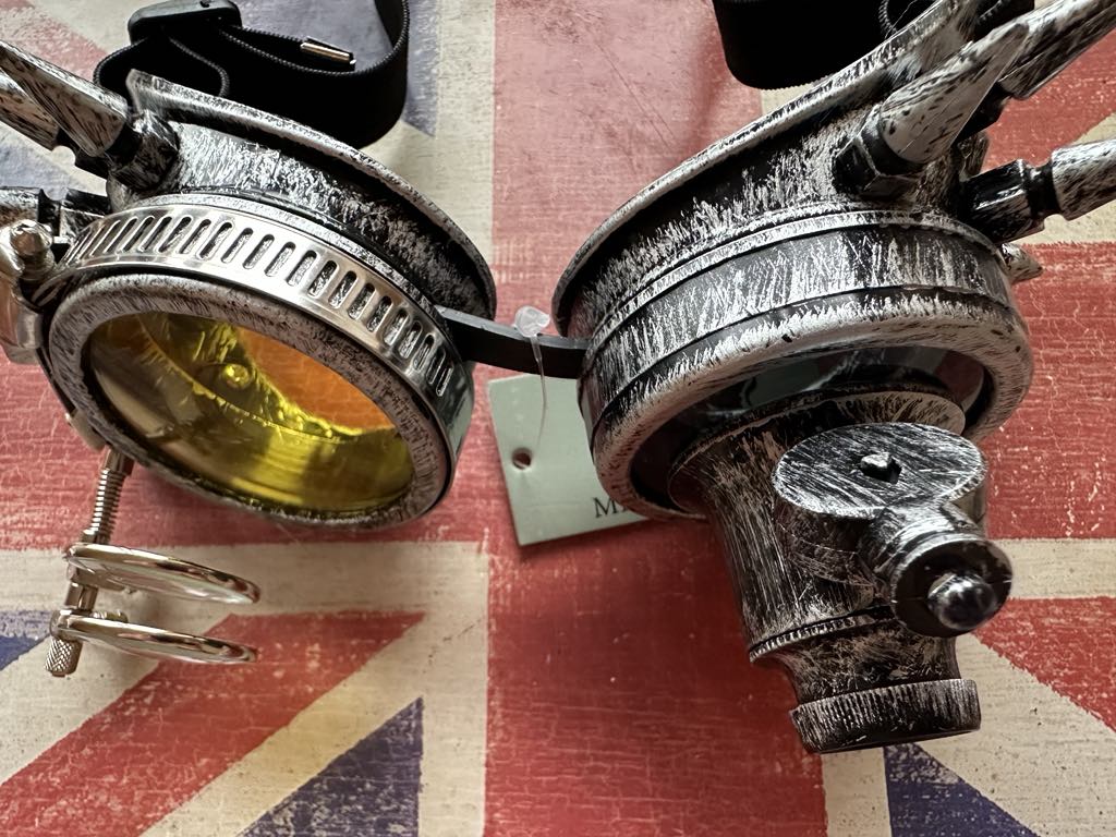 Gothic Cyber Steampunk Goggles with LED Light & Loupe