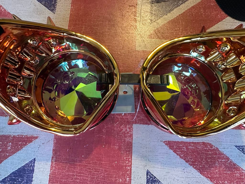 Steampunk Kaleidoscope Spiked Rave Goggles