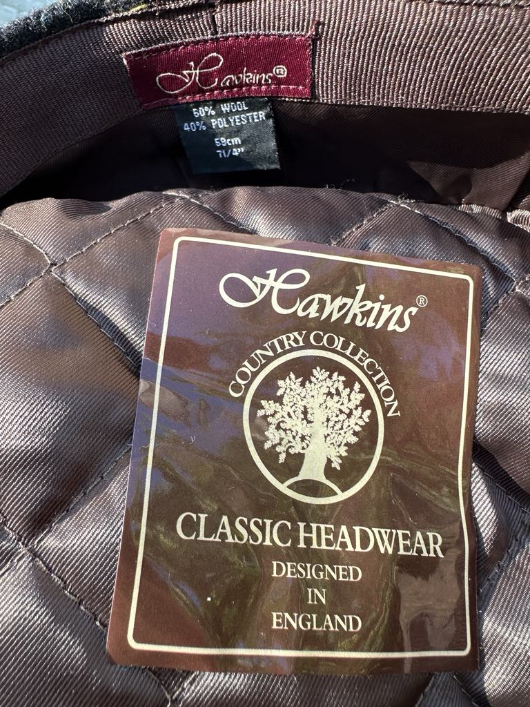 Hawkins Country Collection Patchwork Tweed Cap 59cm 7 1/4" Wool Blend Newsboy Hat