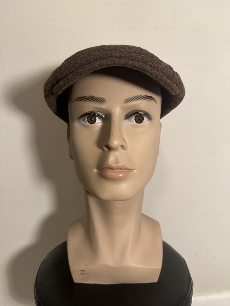 Men's Brown Tweed Flat Cap - 100% Wool Newsboy Ivy Hat - One Size Fits All