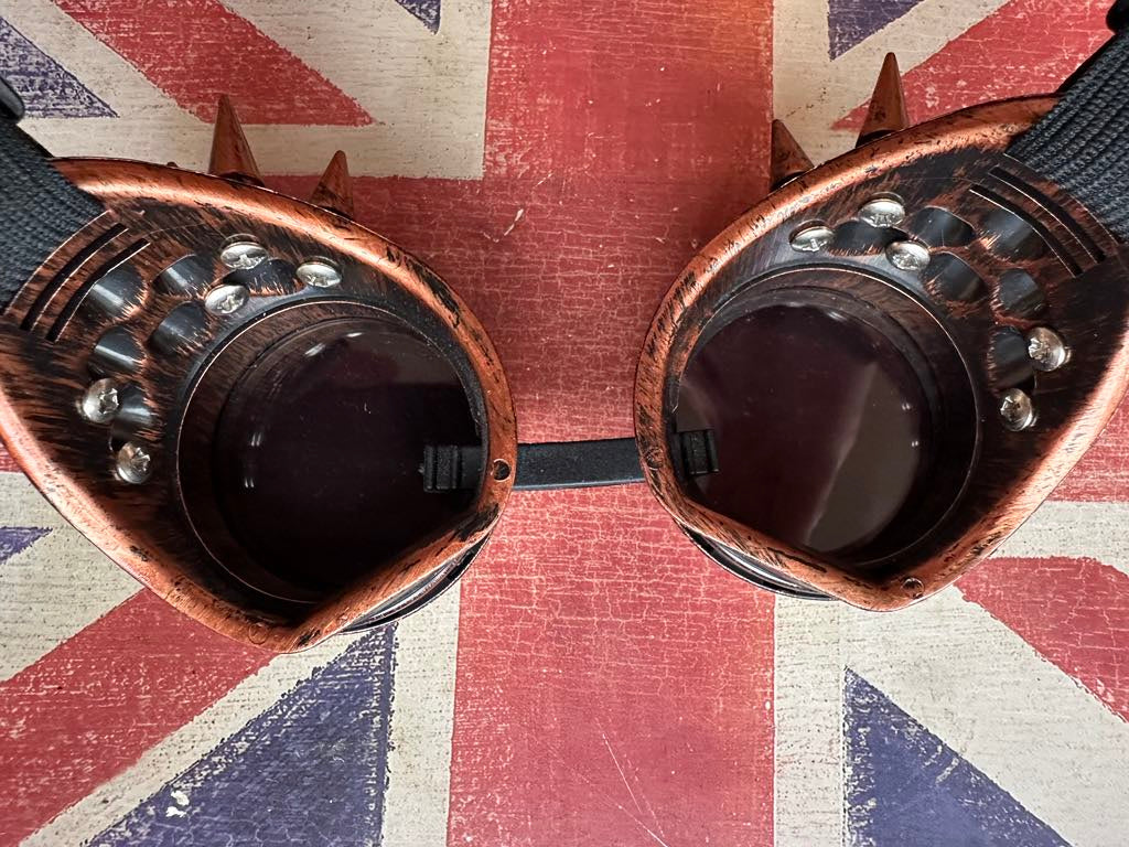 Bronze Spiked Steampunk Goggles