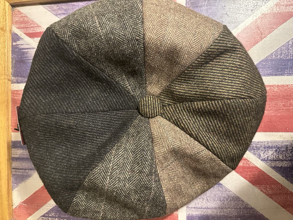 Hawkins Country Collection Tweed Flat Cap 58cm Wool Blend Brown Herringbone Newsboy Hat
