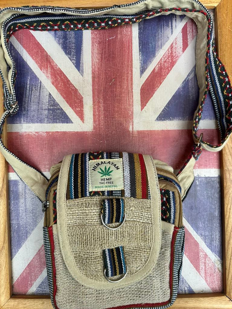 Himalayan Hemp Shoulder Bag Small 22x17cm โ Handmade Nepal Crossbody Pouch THC-Free