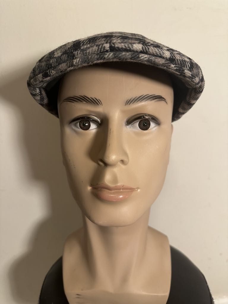 Men’s Flat Cap Check Pattern | Wool Blend Ivy Hat | Vintage Style Newsboy Cap One Size