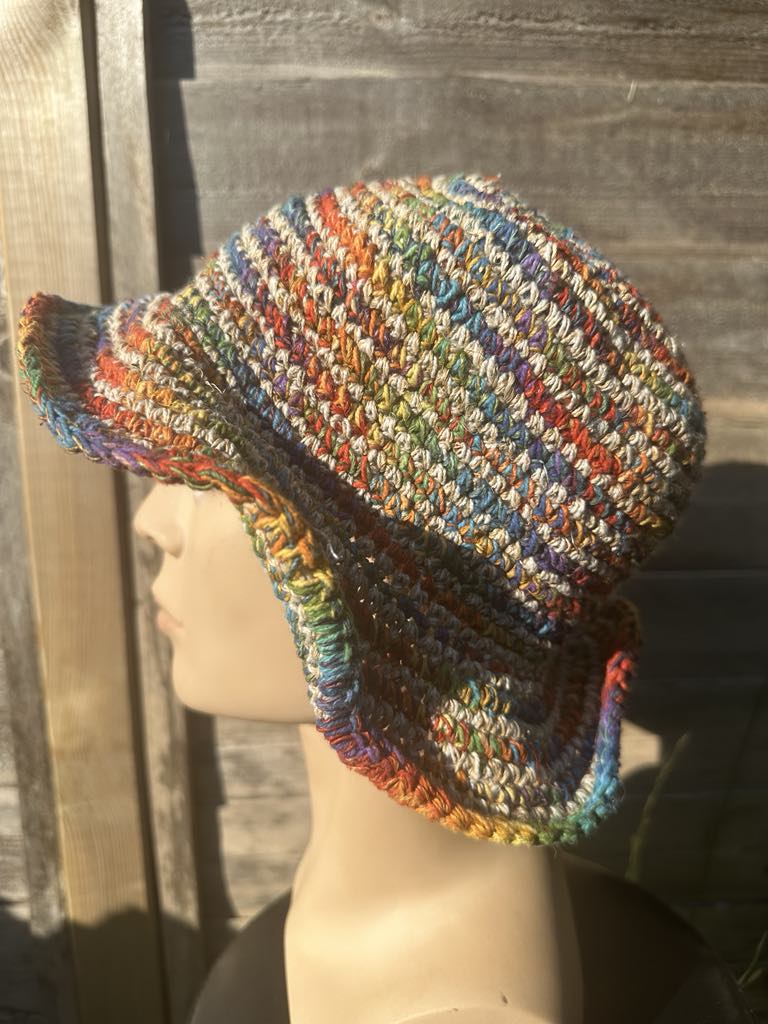 Handmade Multicolor Hemp Festival Hat β Shapeable Brim with Wire β Unisex Boho Style