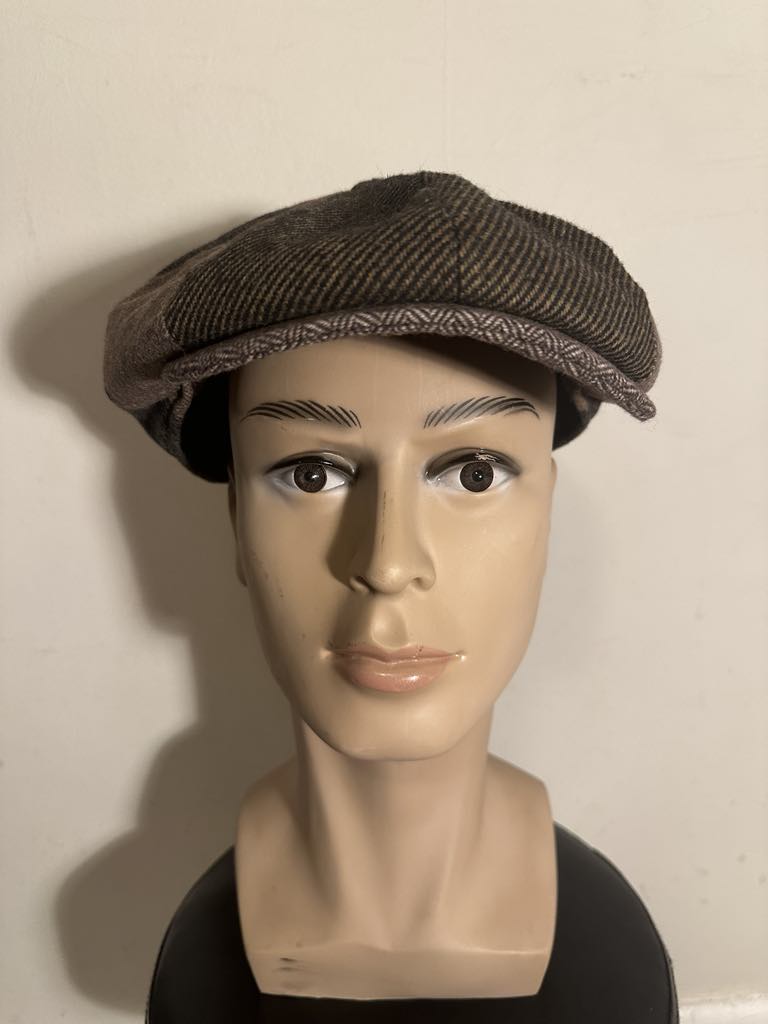 Hawkins Country Collection Tweed Flat Cap 58cm Wool Blend Brown Herringbone Newsboy Hat