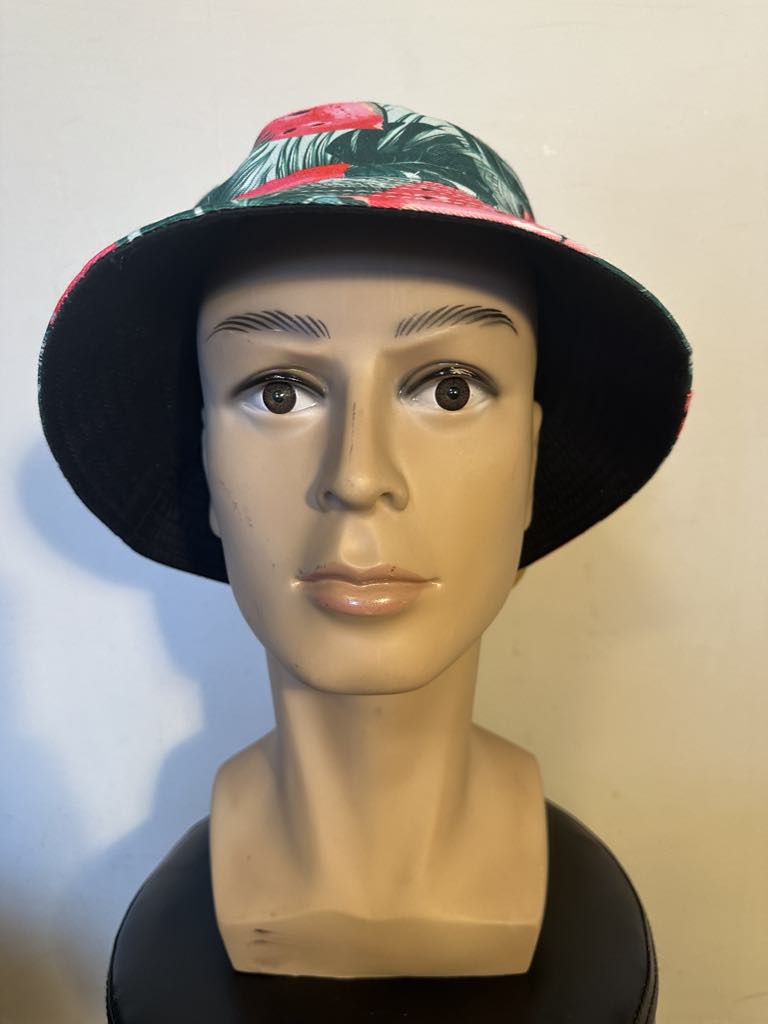 Reversible Festival Bucket Hat Watermelon Print Tropical Design One Size Unisex