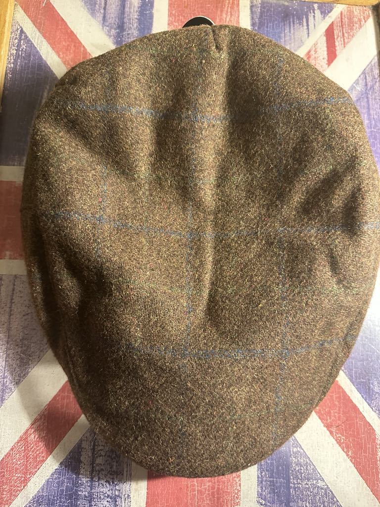 Men's Brown Tweed Flat Cap - 100% Wool Newsboy Ivy Hat - One Size Fits All