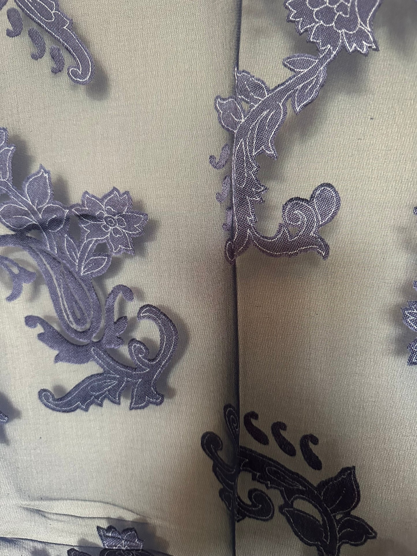 Elegant Navy Blue Floral Embroidered Scarf 33x150cm - Sheer Viscose Polyester Wrap