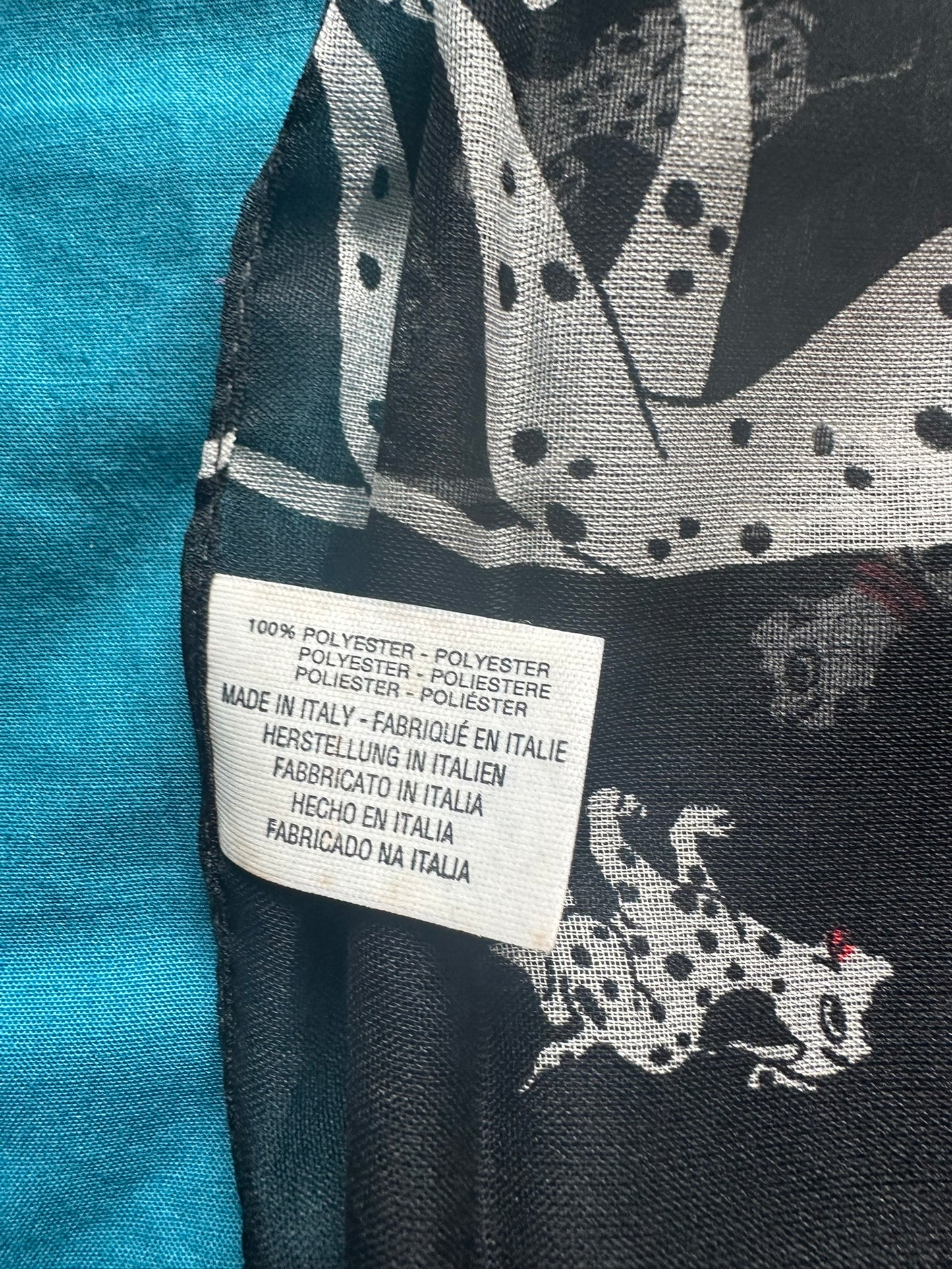 Vintage Dalmatian Dog Print Scarf 28x128cm - Made in Italy - 100% Polyester