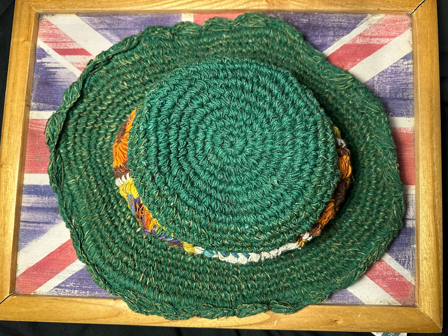 Handmade Hemp Festival Hat – Colorful Crochet Design, Shapeable Wire Brim