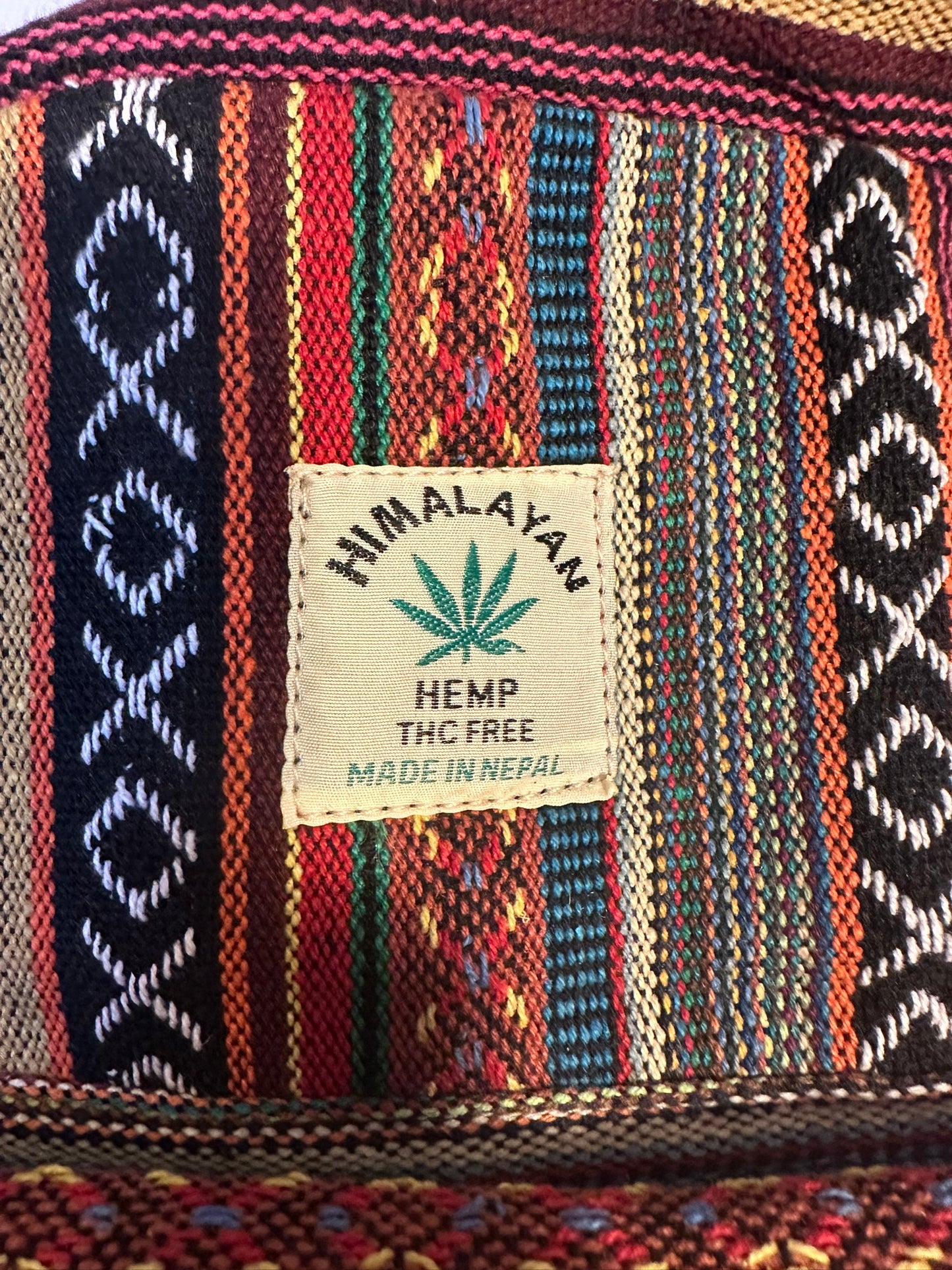Himalayan Hemp Backpack 45x37 cm - Handmade THC-Free Boho Rucksack from Nepal