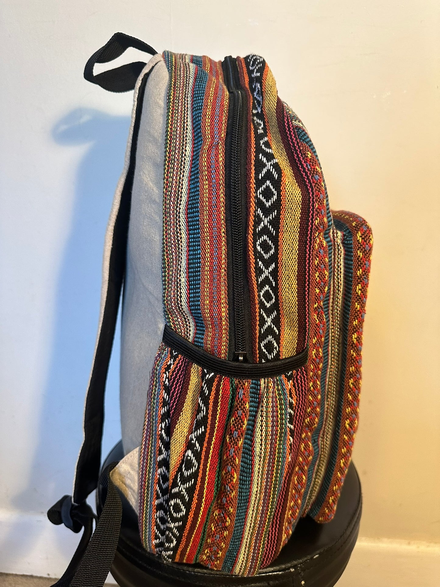 Himalayan Hemp Backpack 45x37 cm - Handmade THC-Free Boho Rucksack from Nepal