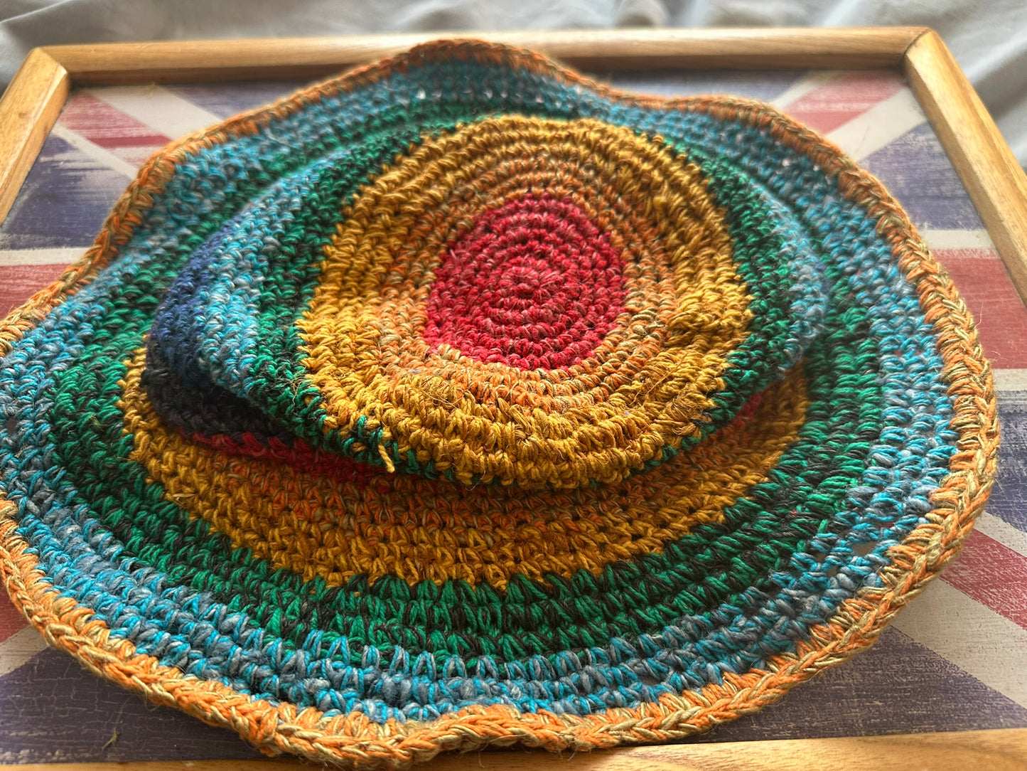 Handmade Hemp Festival Hat – Colorful Design, Shapeable Wire Brim