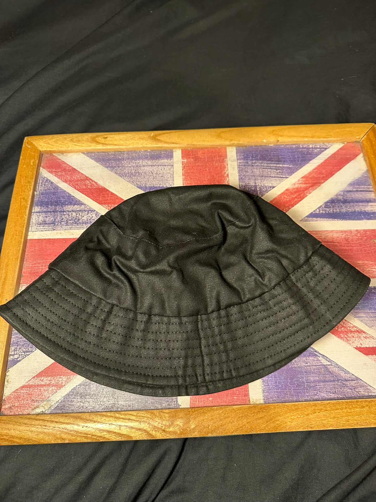 Black Bucket Hat 100% Cotton Plaid Lined One Size Fits All