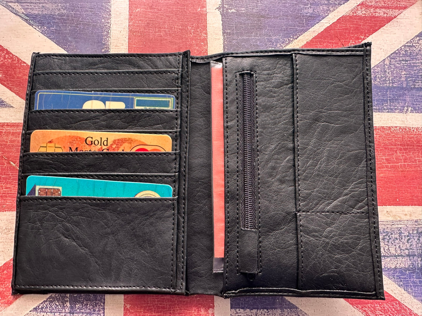 David Jones Black Faux Leather ID Travel Wallet Card Holder Organizer – New 15x11cm