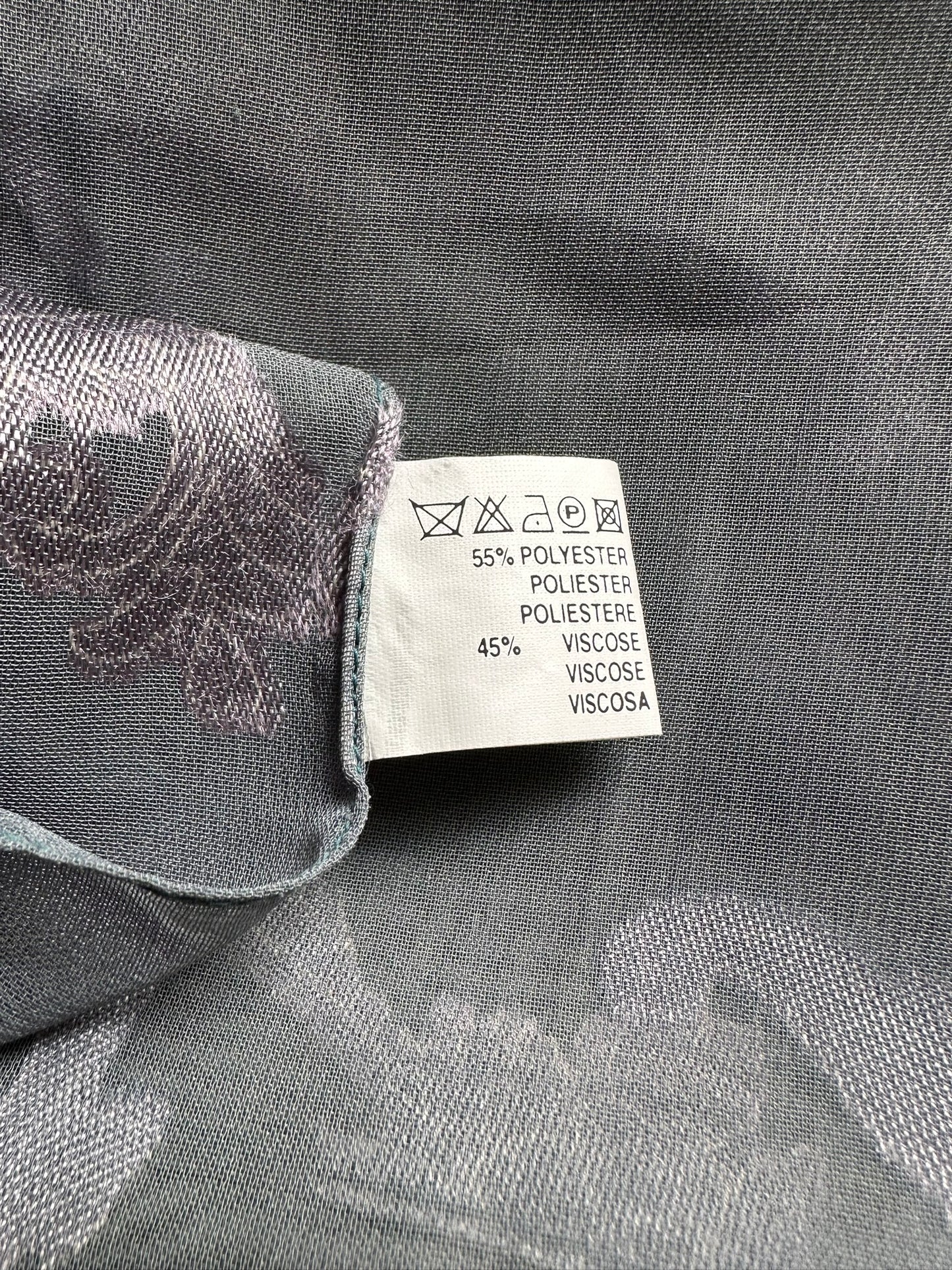 Elegant Sheer Floral Scarf 33x150cm – Purple Embroidery – Polyester Viscose Blend