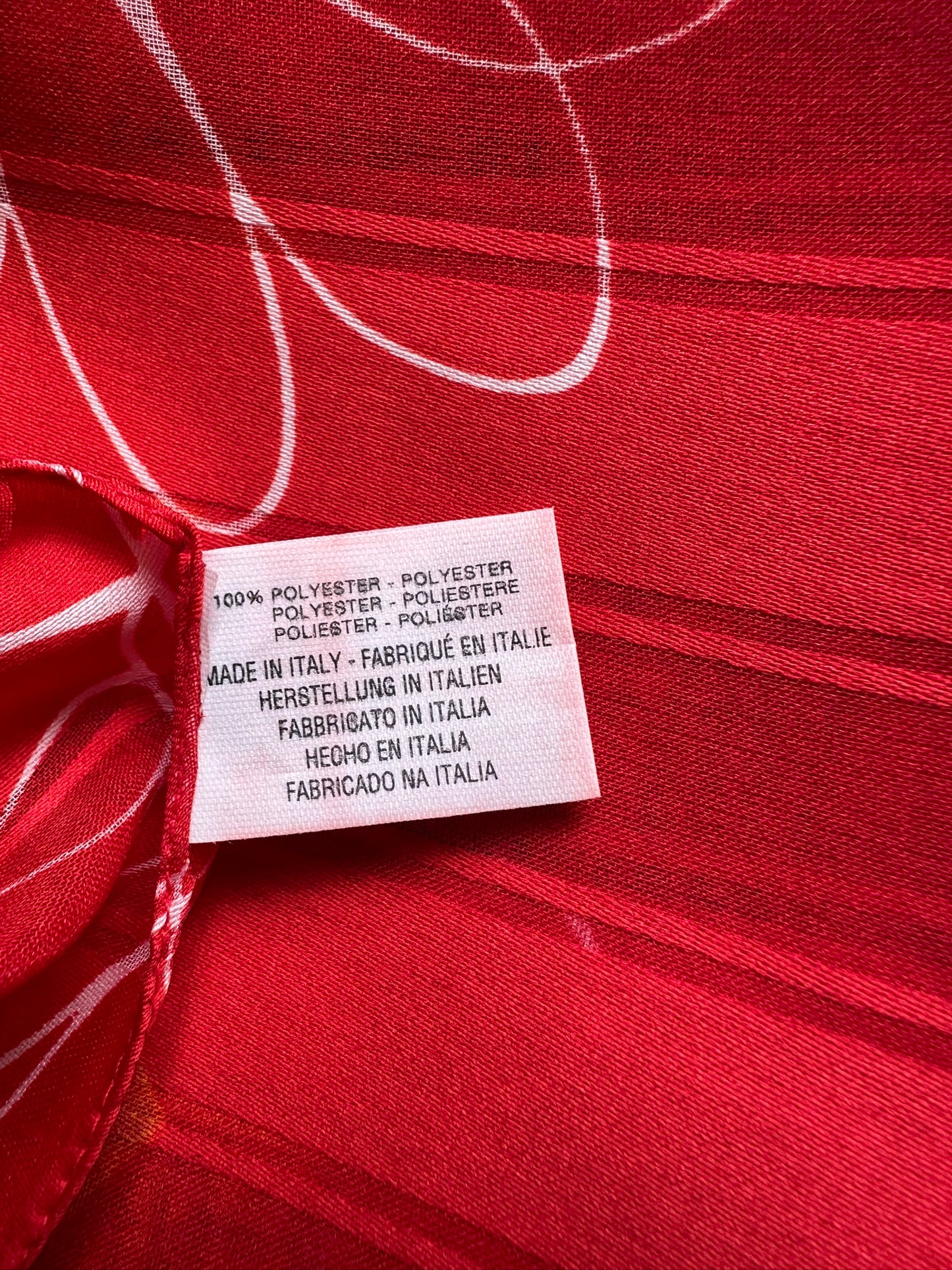 Made in Italy Red Floral Scarf 100% Polyester Lightweight Sheer 33x150 cm Summer Wrap