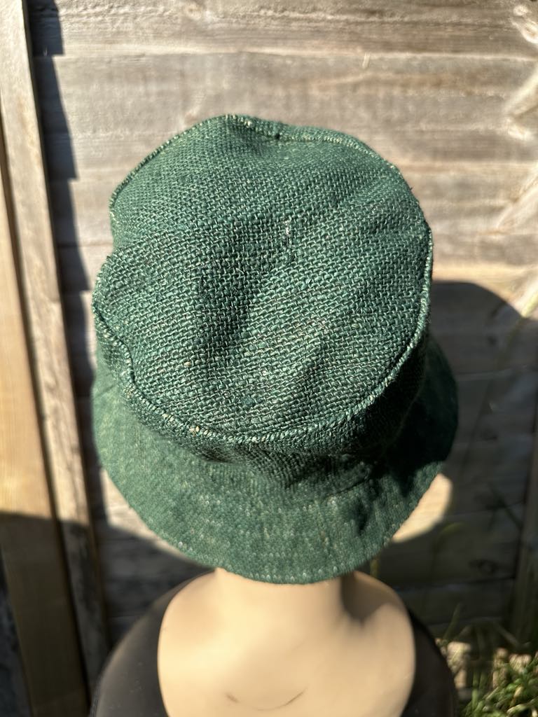 Green Handmade Hemp Bucket Hat ā Unisex One Size Fits All ā Eco-Friendly Festival Boho Style