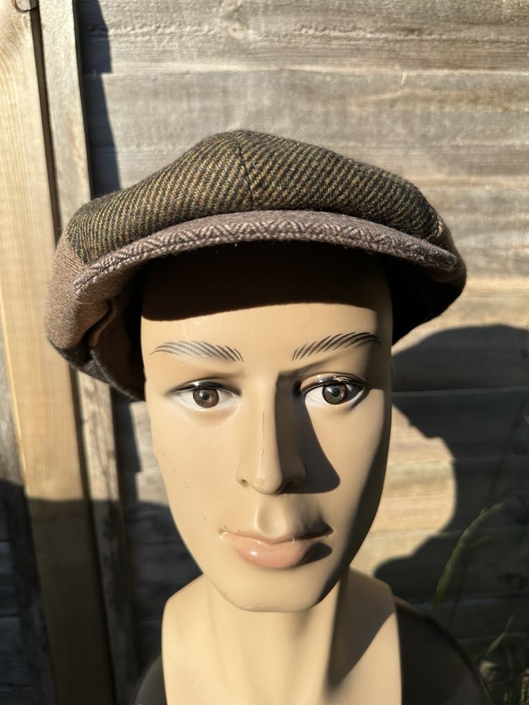 Hawkins Country Collection Patchwork Tweed Cap 59cm 7 1/4" Wool Blend Newsboy Hat