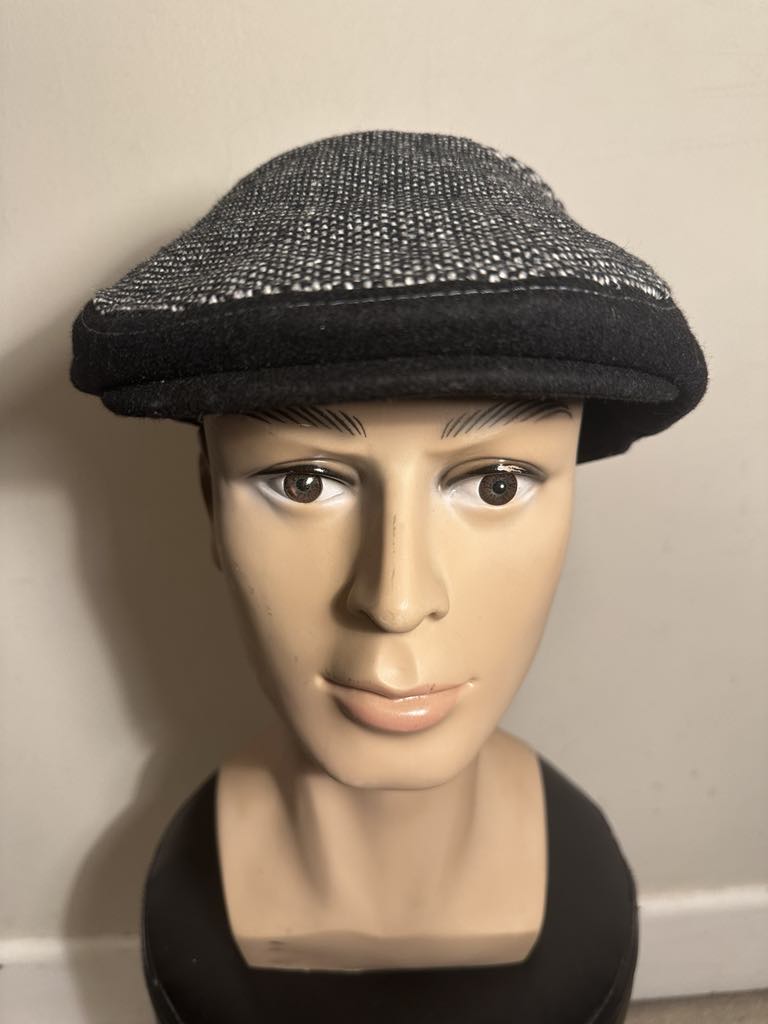 Men’s Flat Cap Newsboy Hat Herringbone Tweed Style – Size 58cm – Wool Blend