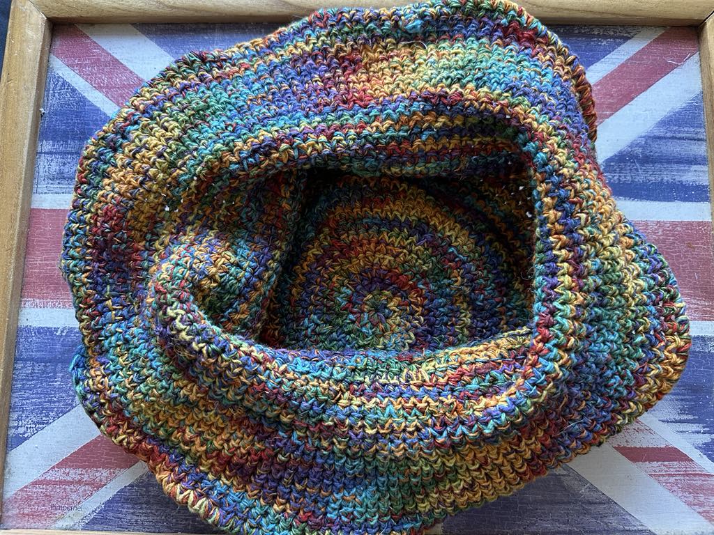 Handmade Multicolor Hemp Festival Hat β Shapeable Brim with Wire β Unisex Boho Style