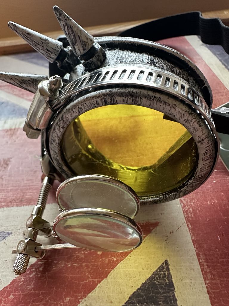 Gothic Cyber Steampunk Goggles with LED Light & Loupe