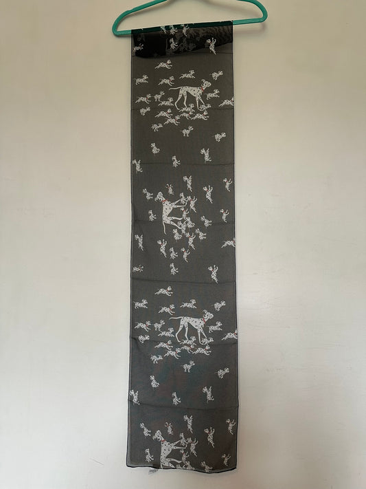Vintage Dalmatian Dog Print Scarf 28x128cm - Made in Italy - 100% Polyester