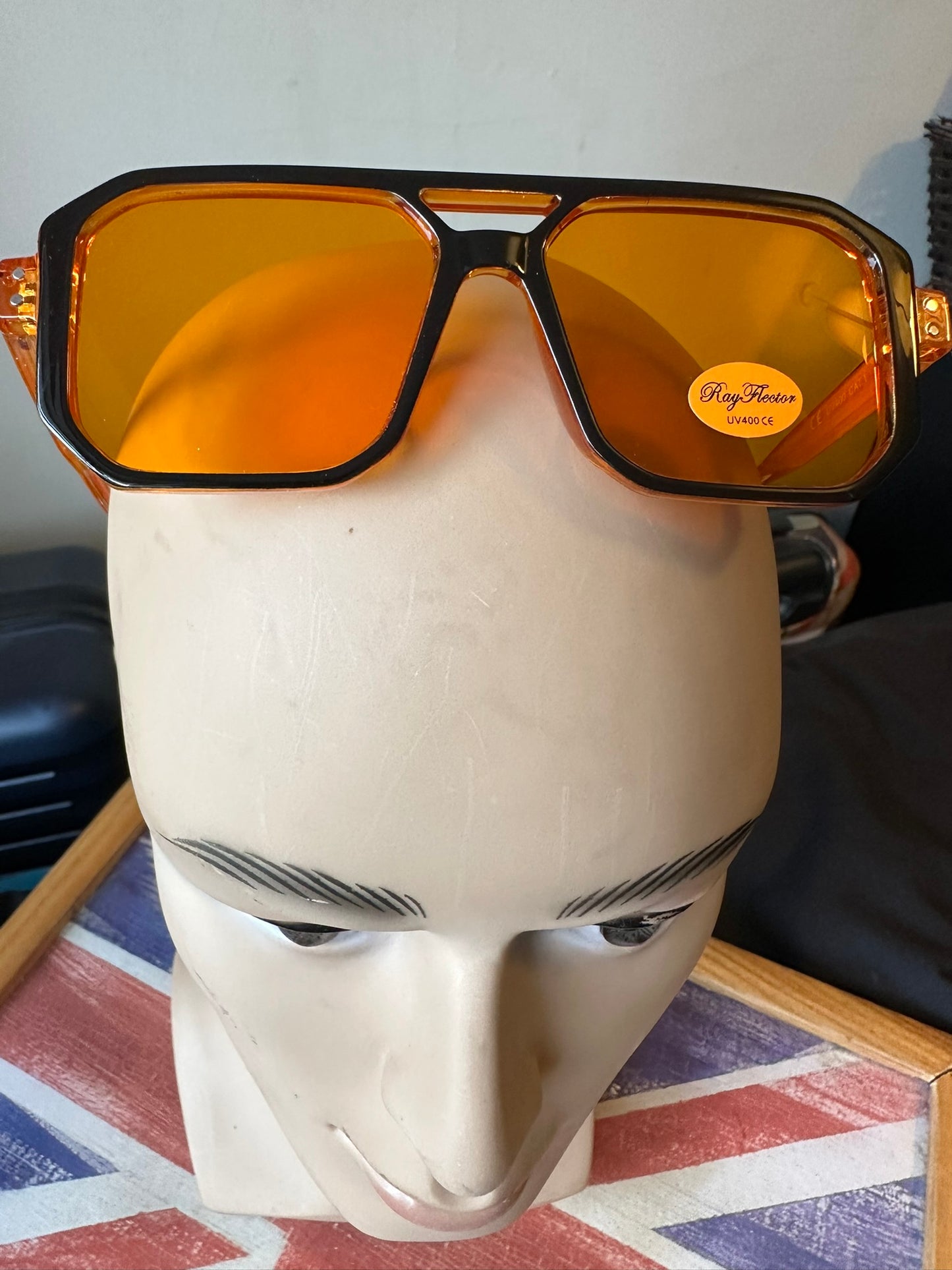 Rayflector VTG962 Retro Sunglasses Orange Lens UV400 Cat.1 – Hand Polished Vintage Style