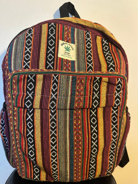 Himalayan Hemp Backpack 45x37 cm - Handmade THC-Free Boho Rucksack from Nepal
