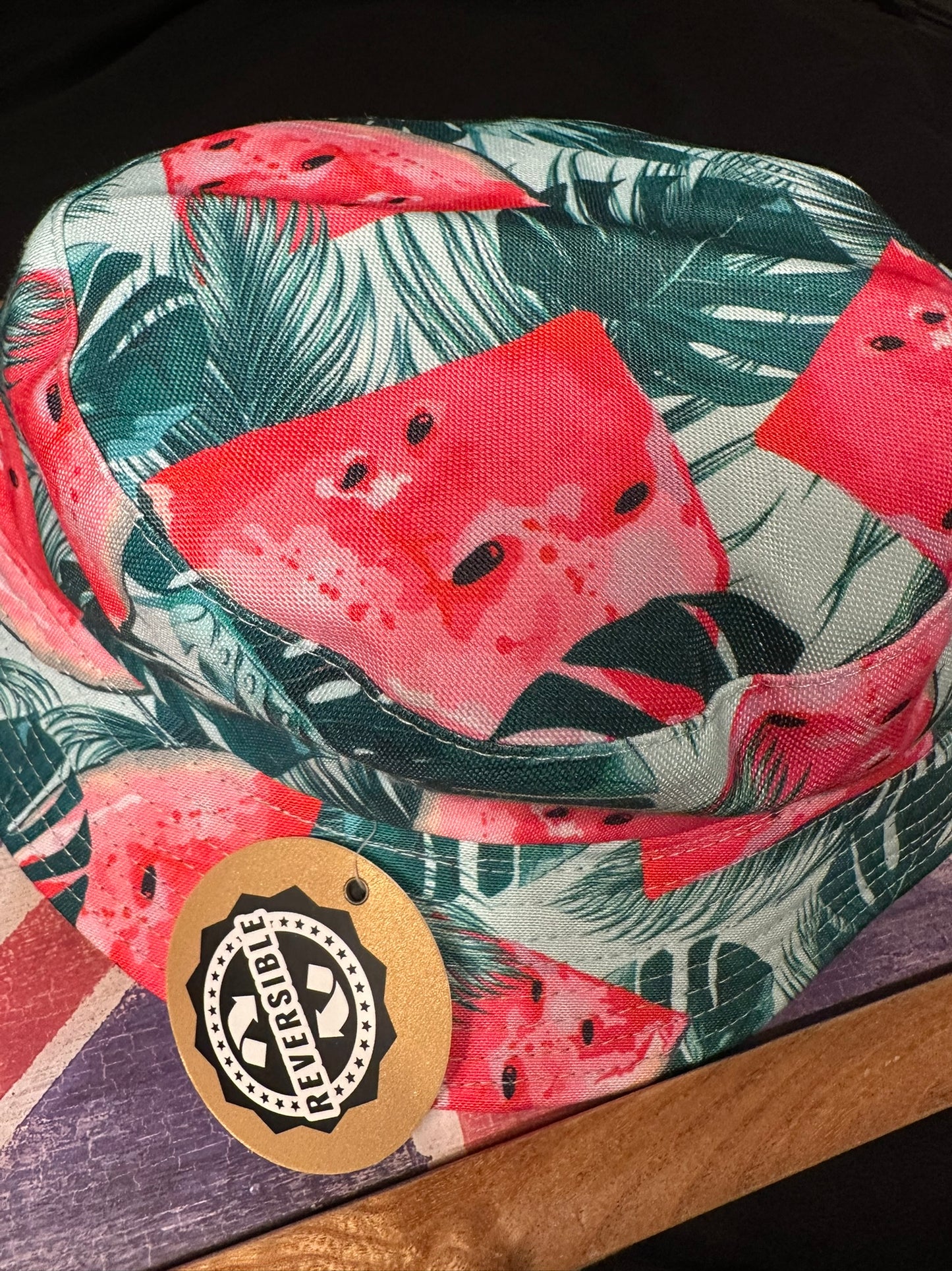 Reversible Festival Bucket Hat Watermelon Print Tropical Design One Size Unisex