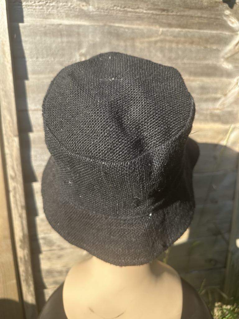 Black Handmade Hemp Bucket Hat – Unisex Boho Style – Eco-Friendly Festival Cap