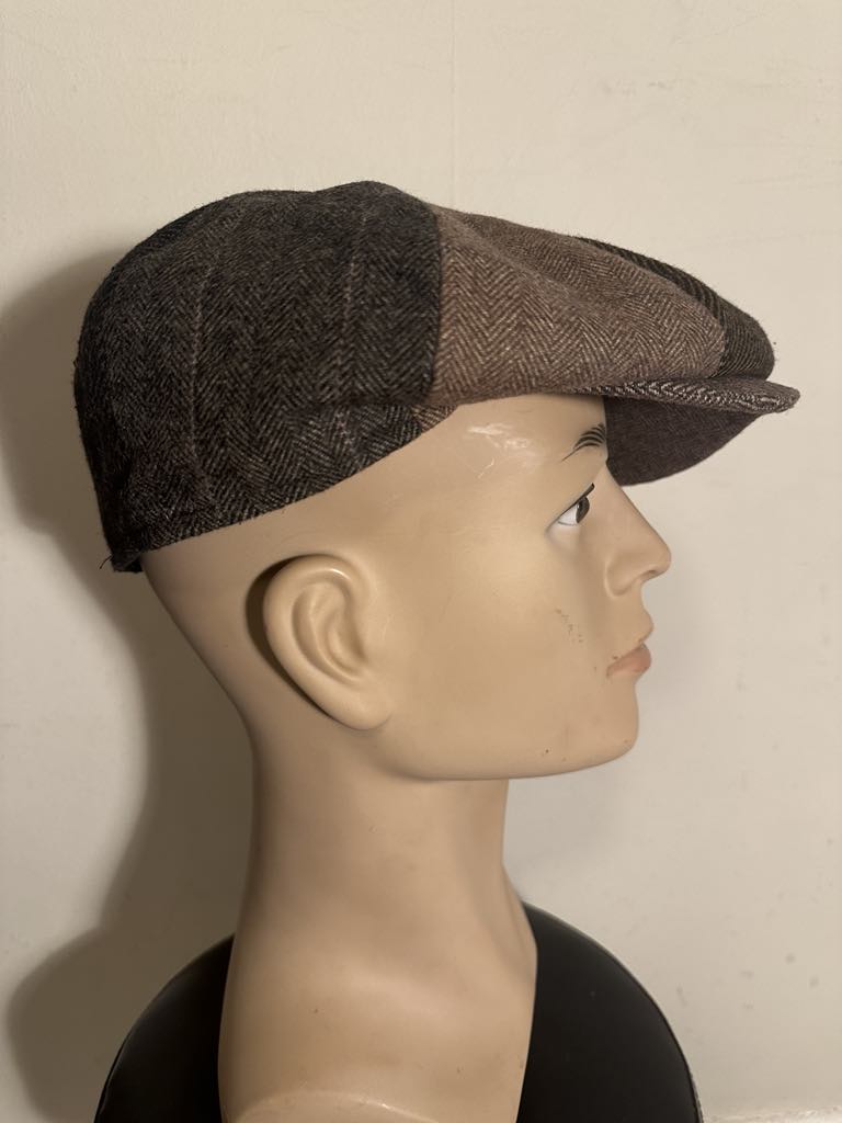 Hawkins Country Collection Tweed Flat Cap 58cm Wool Blend Brown Herringbone Newsboy Hat