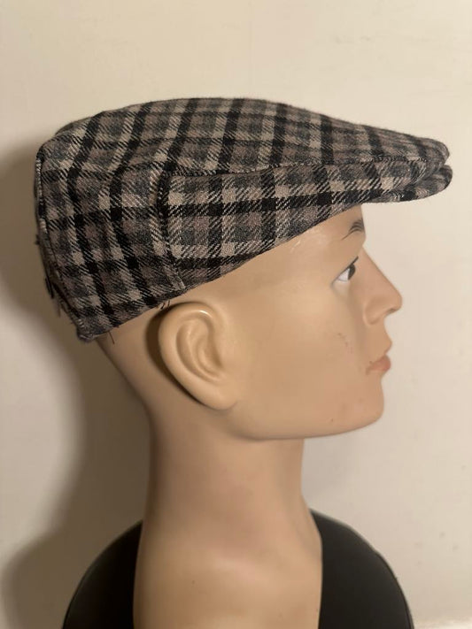 Men’s Flat Cap Check Pattern | Wool Blend Ivy Hat | Vintage Style Newsboy Cap One Size