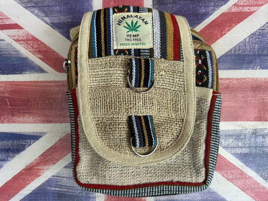 Himalayan Hemp Shoulder Bag Small 22x17cm – Handmade Nepal Crossbody Pouch THC-Free