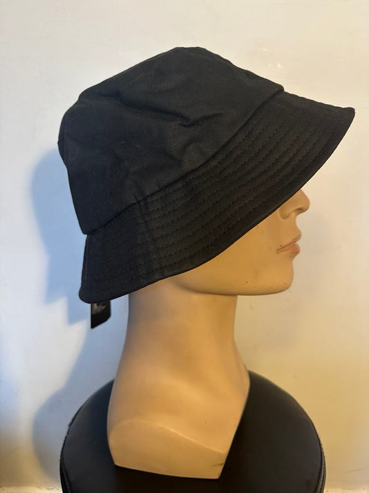 Black Bucket Hat 100% Cotton Plaid Lined One Size Fits All